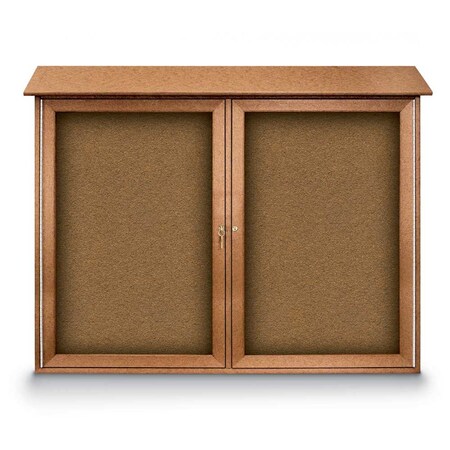 United Visual Products Indoor Enclosed Combo Board, 48"x36", Satin Frame/Black Porc & Cinnabar UVCB4836-BLKPORC-CINNABA